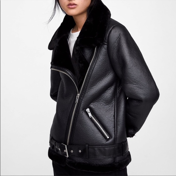 Zara Jackets & Coats Double Faced Nwot Faux Leather Biker Jacket